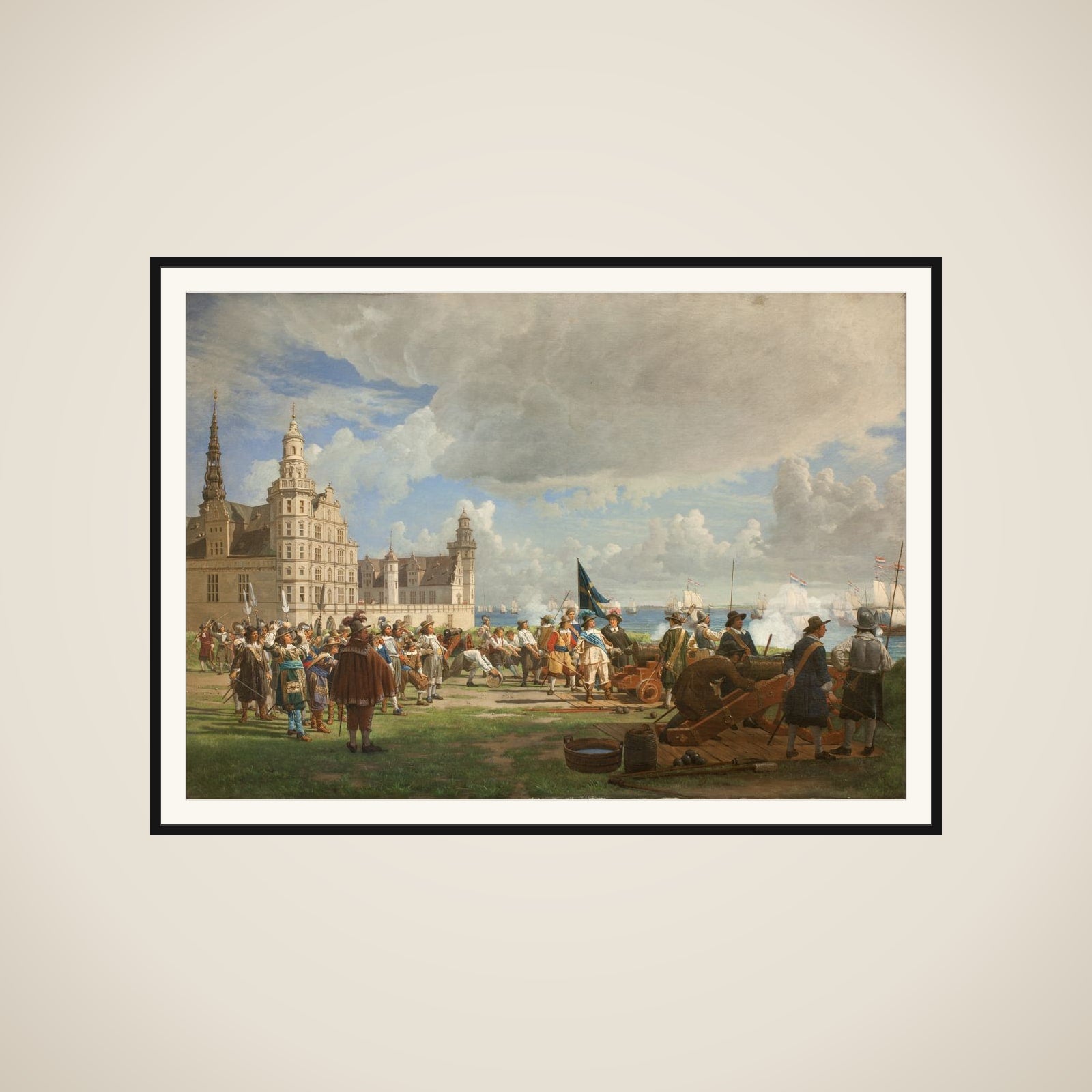Den hollandske flåde under admiral Opdam passerer Sundet d. 29. oktober 1658 under Svenskekrigen 1657-60 framed