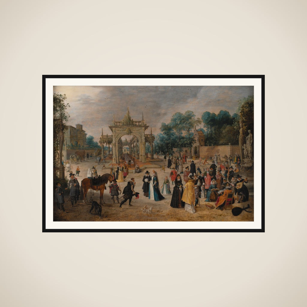 Selskab ved en italiensk villa framed
