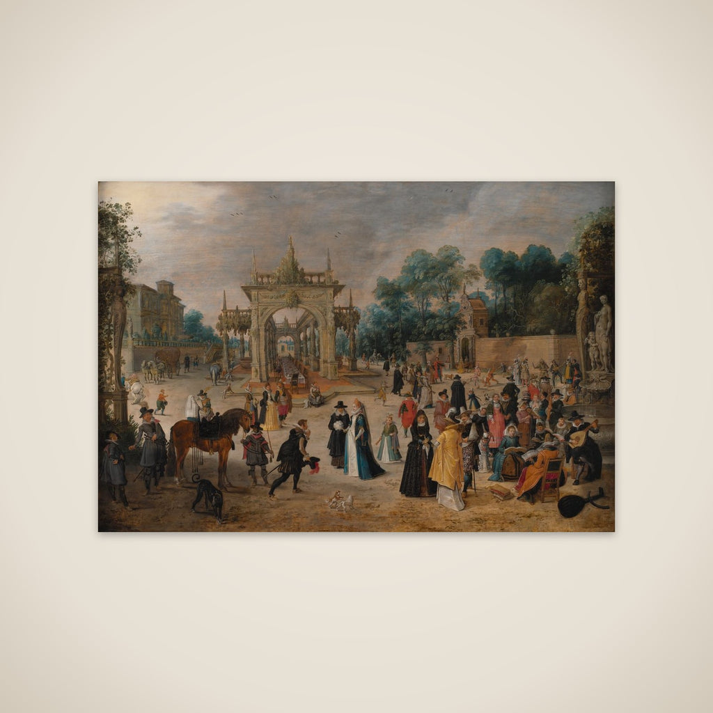 Selskab ved en italiensk villa unframed print