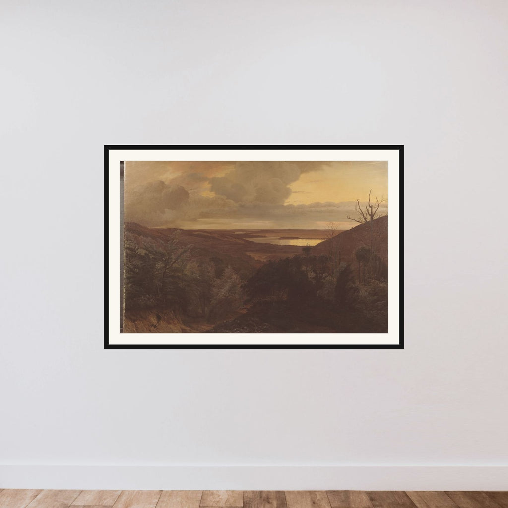Sildig aften ved Himmelbjerget framed — shown to scale