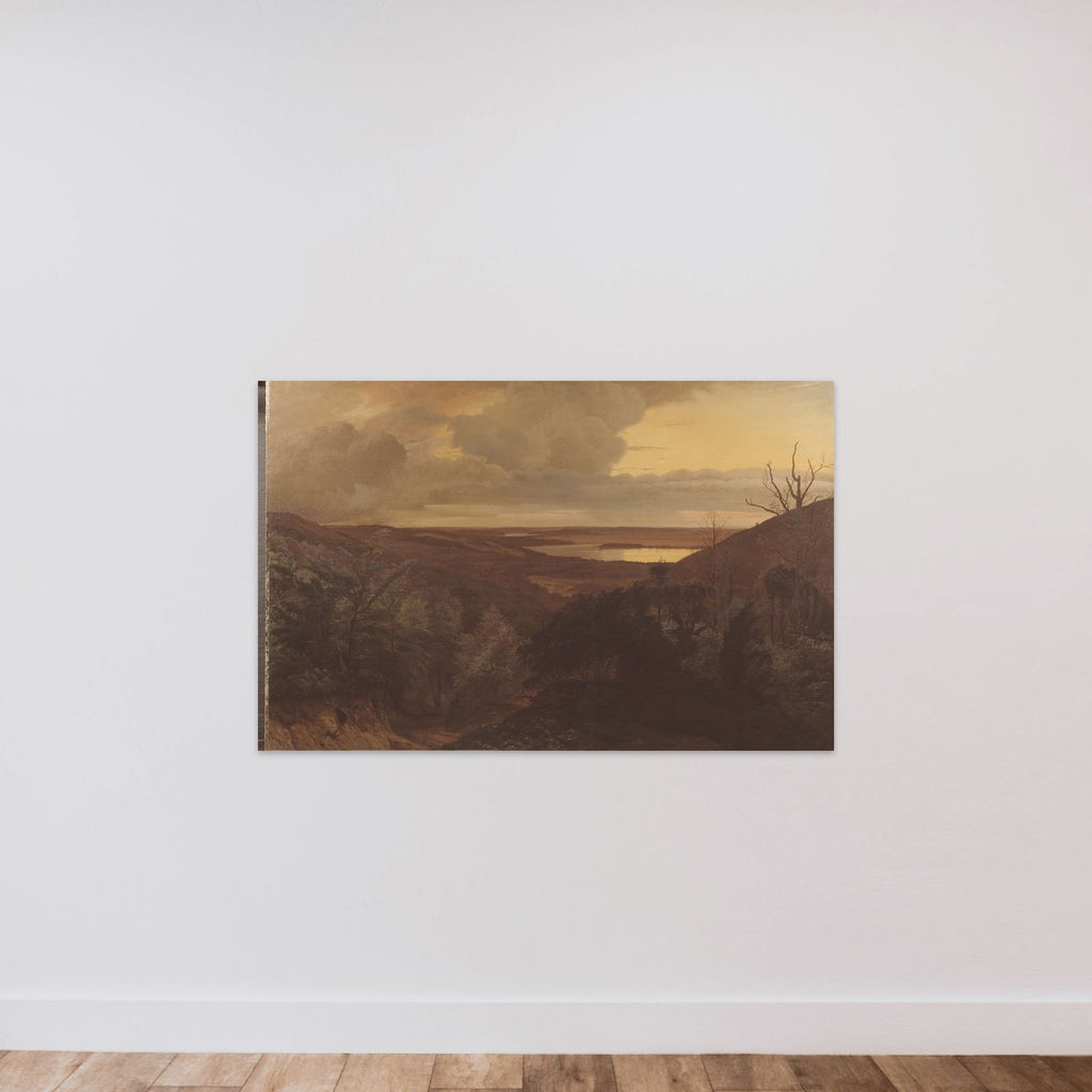 Sildig aften ved Himmelbjerget unframed — shown to scale