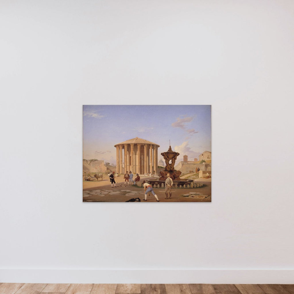Det såkaldte Vestatempel med dets omgivelser i Rom unframed — shown to scale