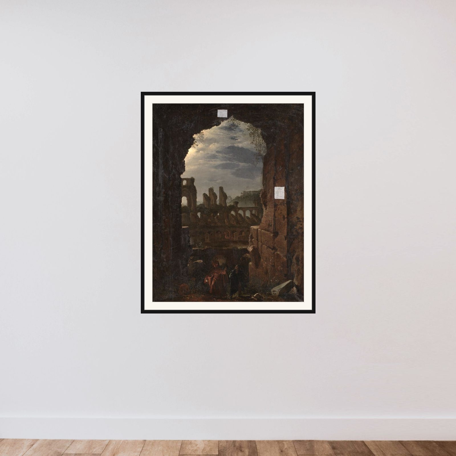 Parti af Colosseum i måneskin framed — shown to scale