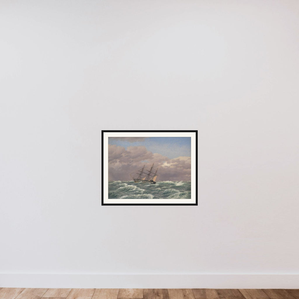 Korvetten "Galathea" i en storm i Nordsøen framed — shown to scale