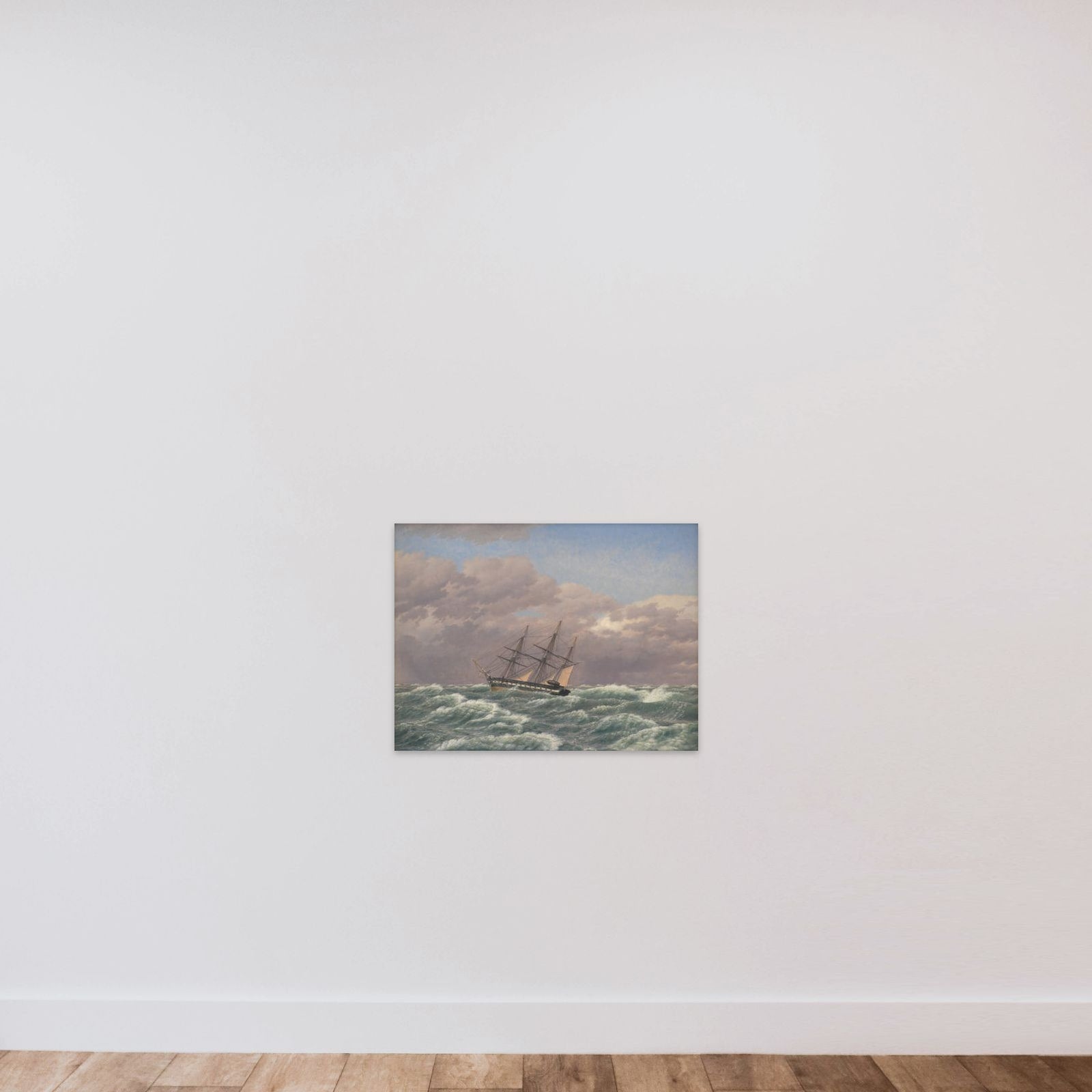 Korvetten "Galathea" i en storm i Nordsøen unframed — shown to scale