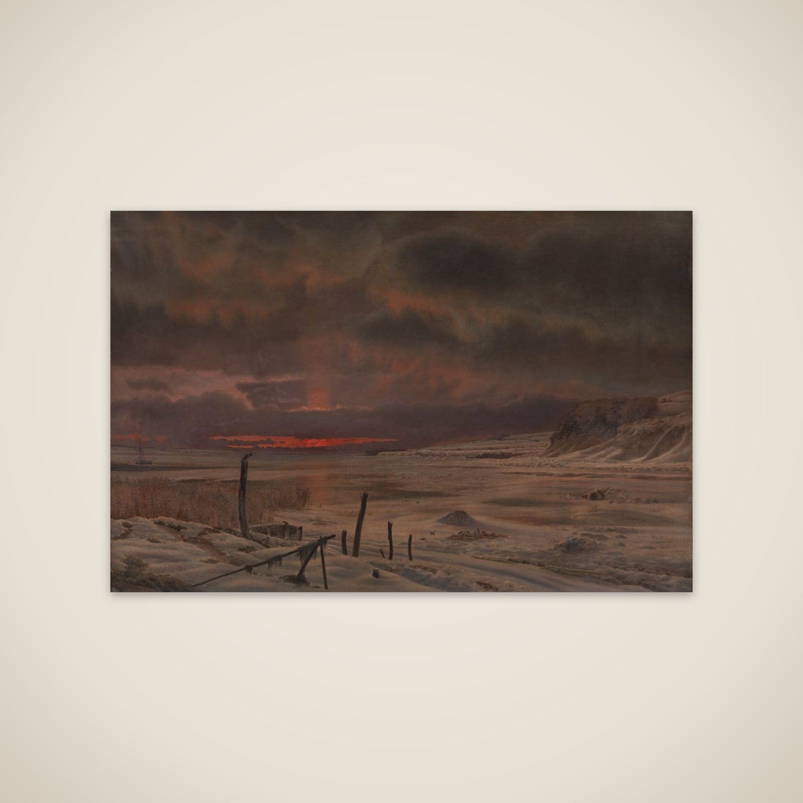 Vinteraften ved en dansk fjord unframed print