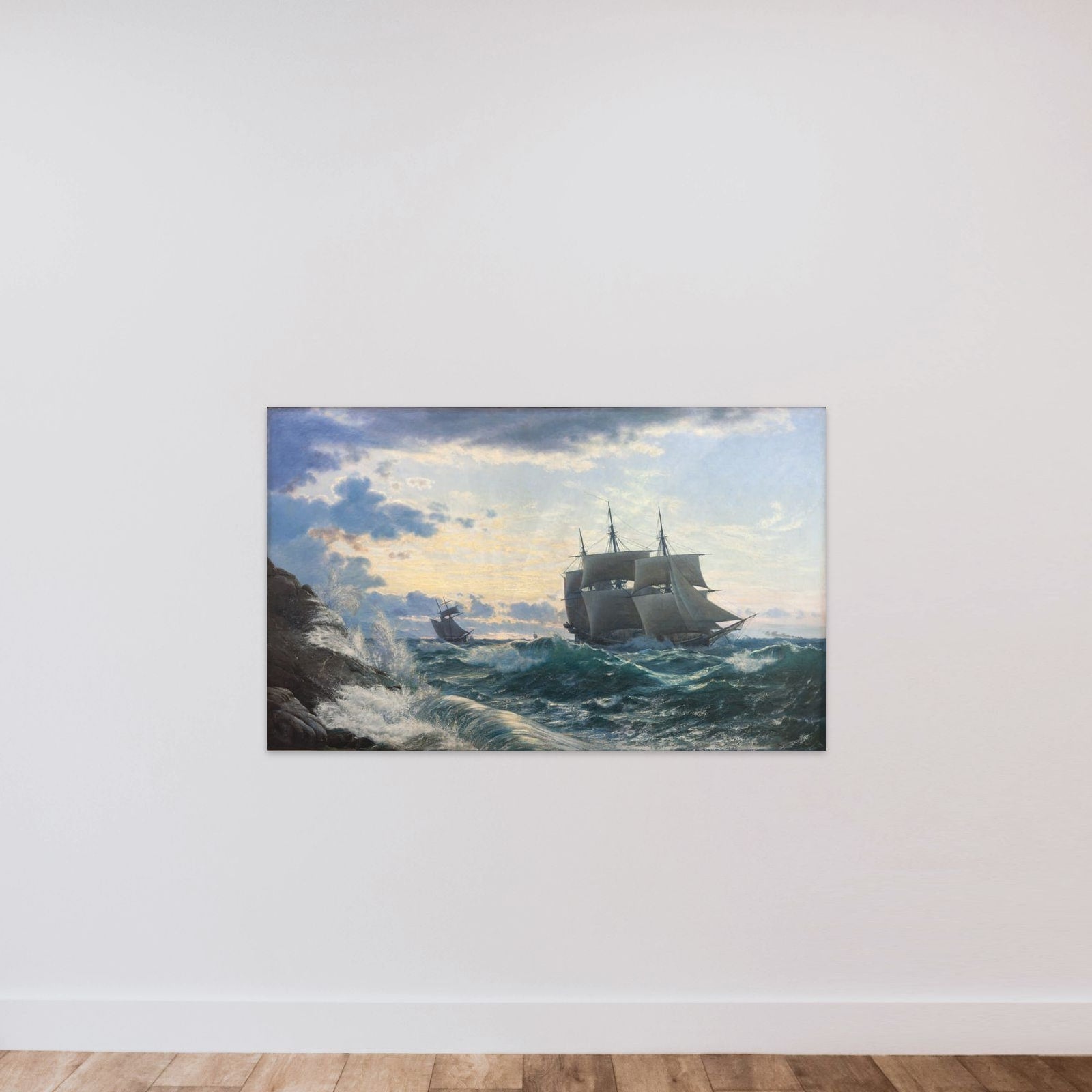 Skibe som morgenen efter en storm klarer landet for sig unframed — shown to scale