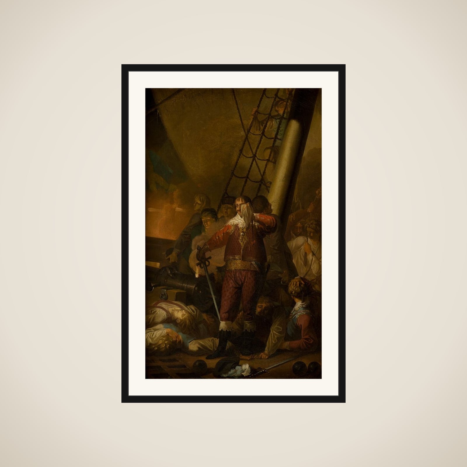 Christian IV på "Trefoldigheden" i slaget på Kolberger Heide 1644 framed