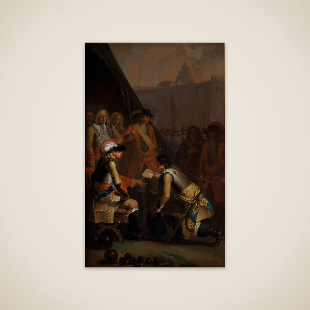 Magnus Stenbock overgiver fæstningen Tønningen til Frederik IV i 1714 unframed print
