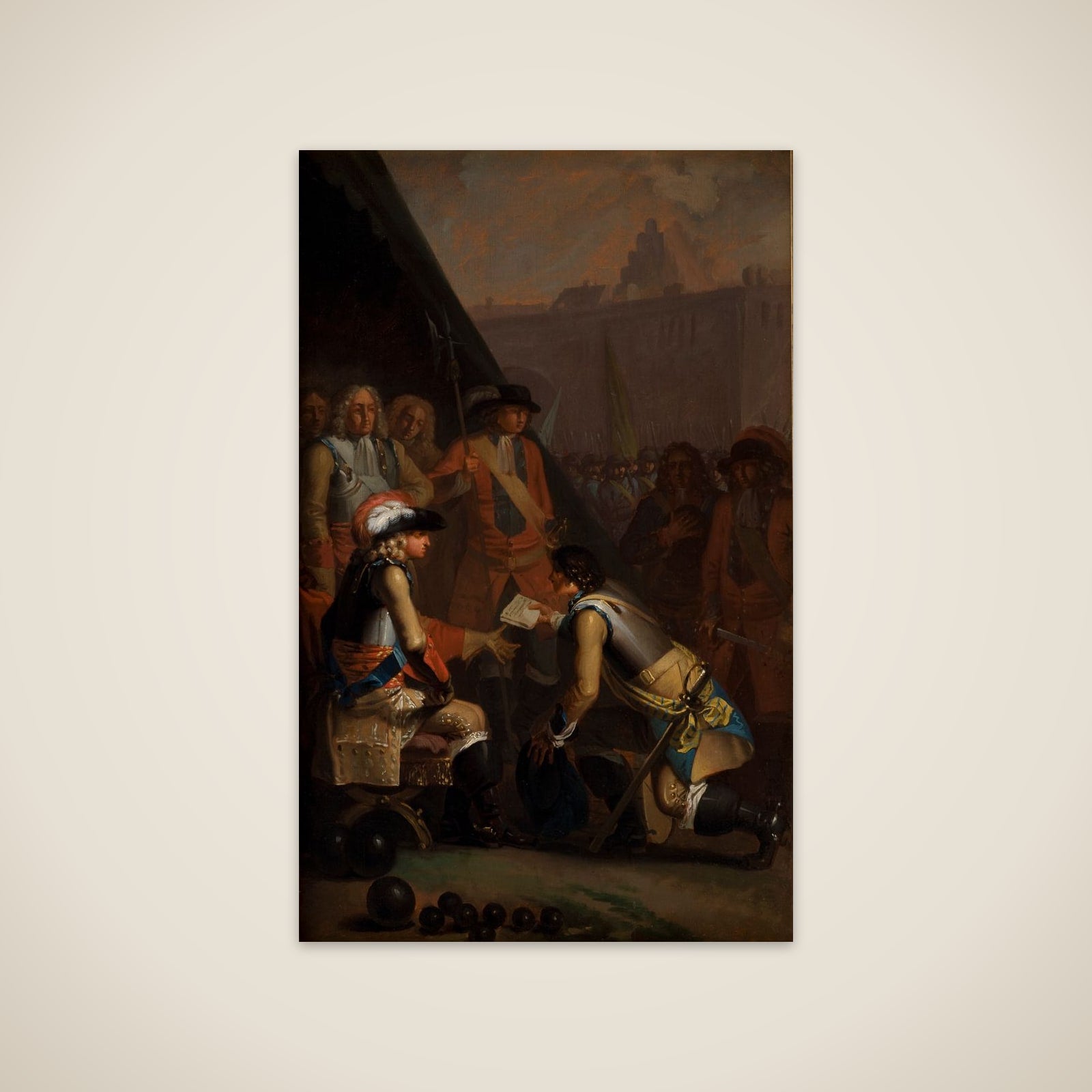 Magnus Stenbock overgiver fæstningen Tønningen til Frederik IV i 1714 unframed print