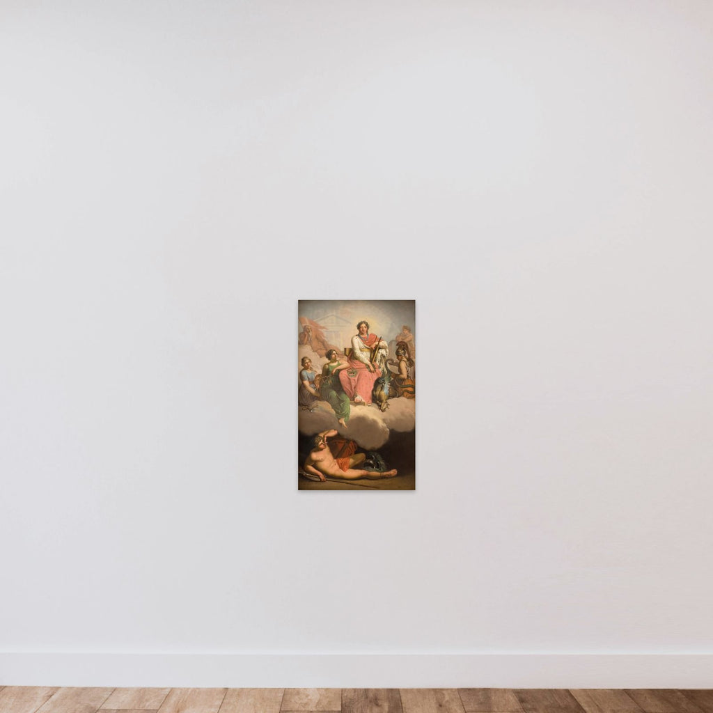 Frederik V som videnskabens og kunsternes beskytter. Allegori unframed — shown to scale