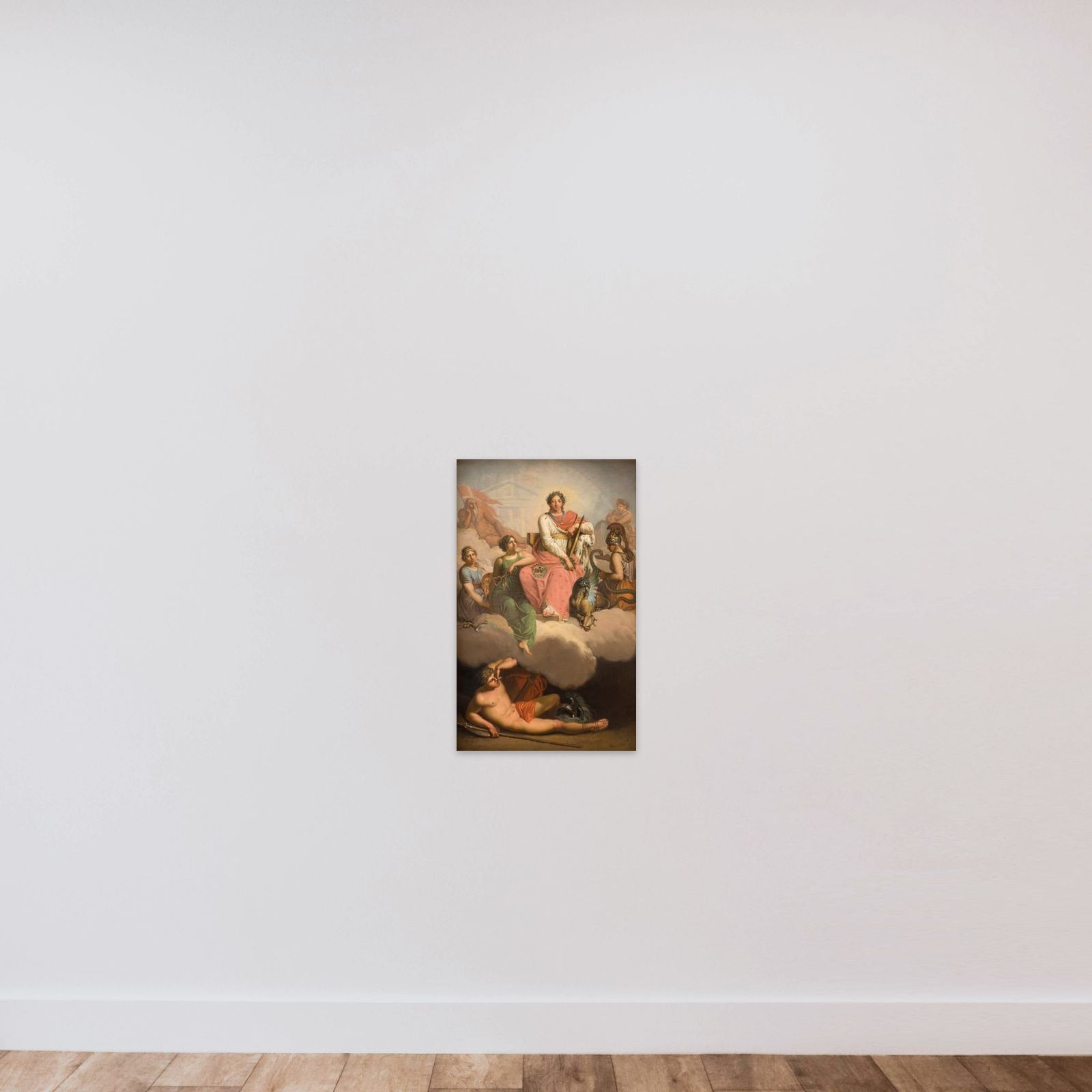 Frederik V som videnskabens og kunsternes beskytter. Allegori unframed — shown to scale