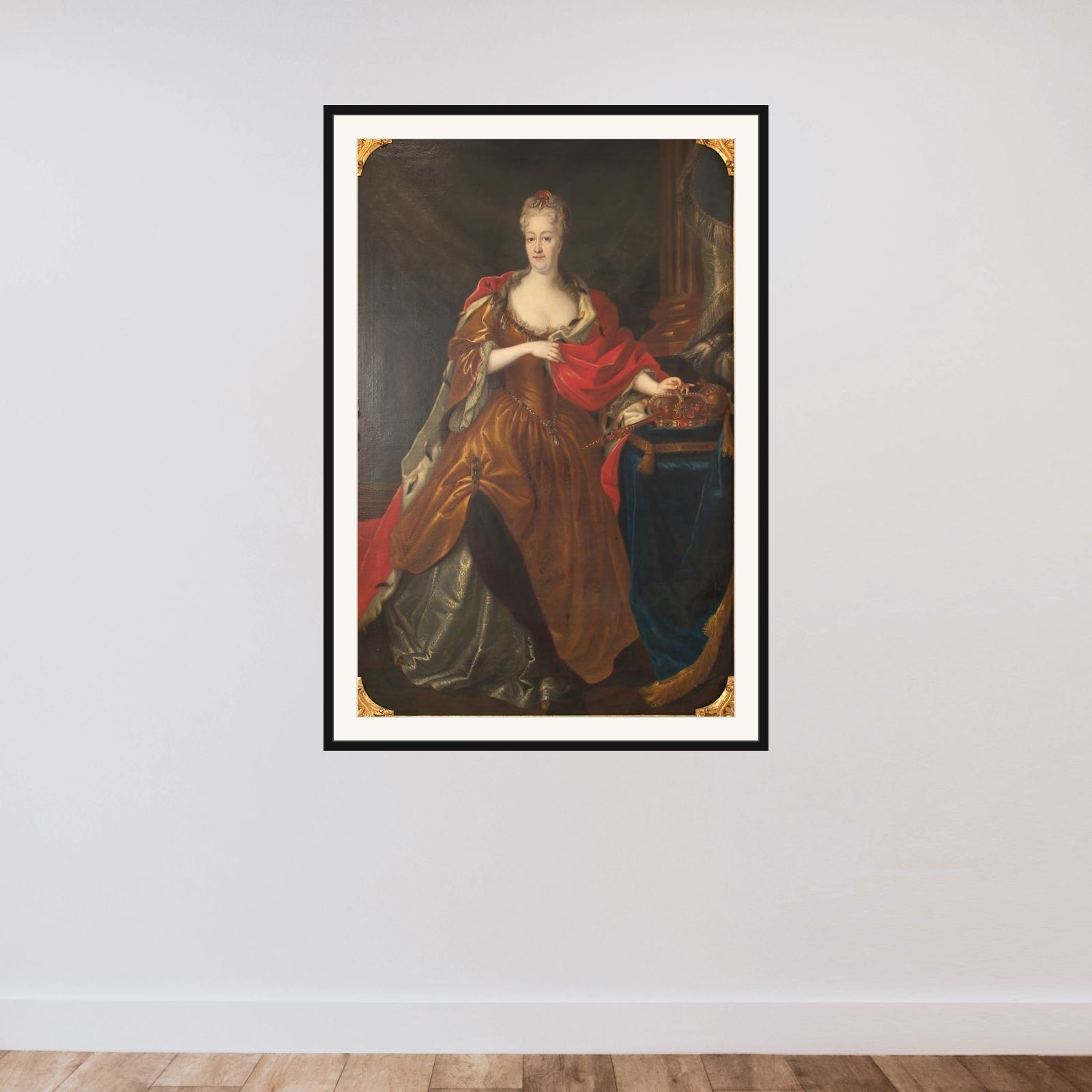 Portræt af Christine af Polen framed — shown to scale