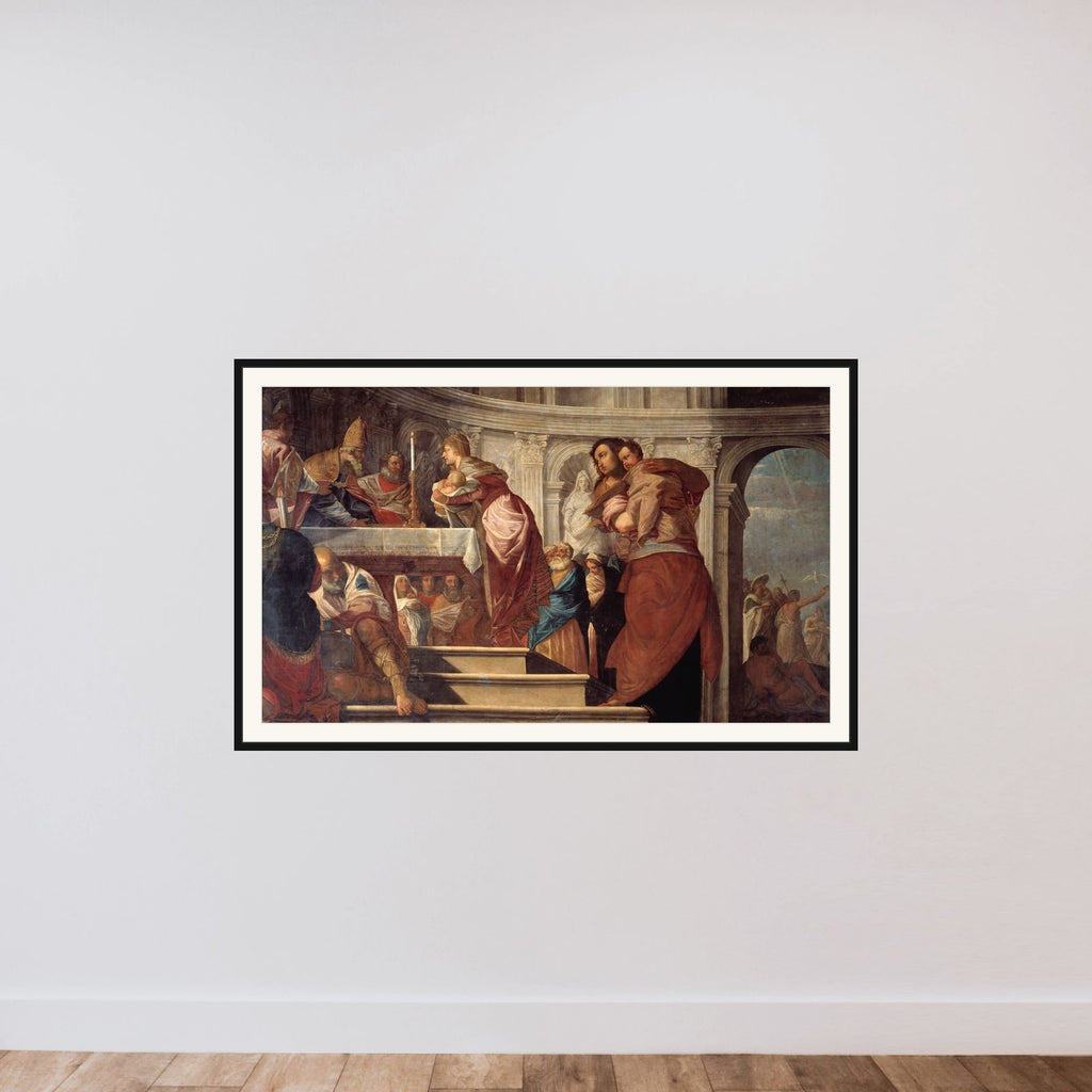 Jesusbarnets fremstilling i templet og Kristi dåb framed — shown to scale