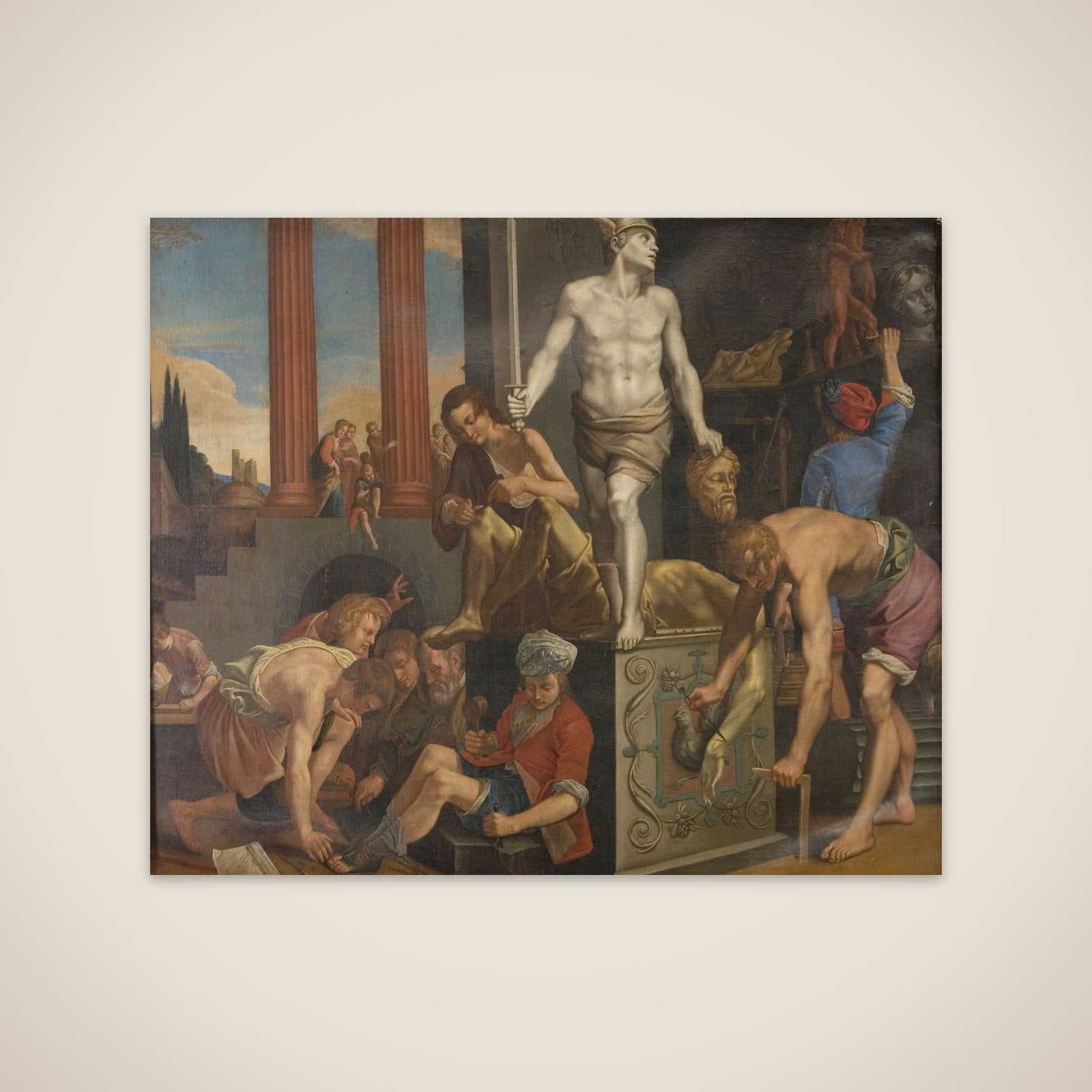 Et billedhuggerværksted unframed print