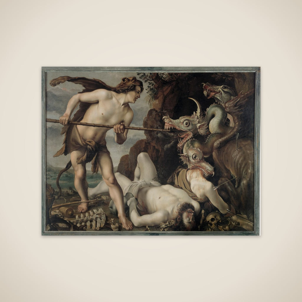 Kadmos kamp med en drage unframed print