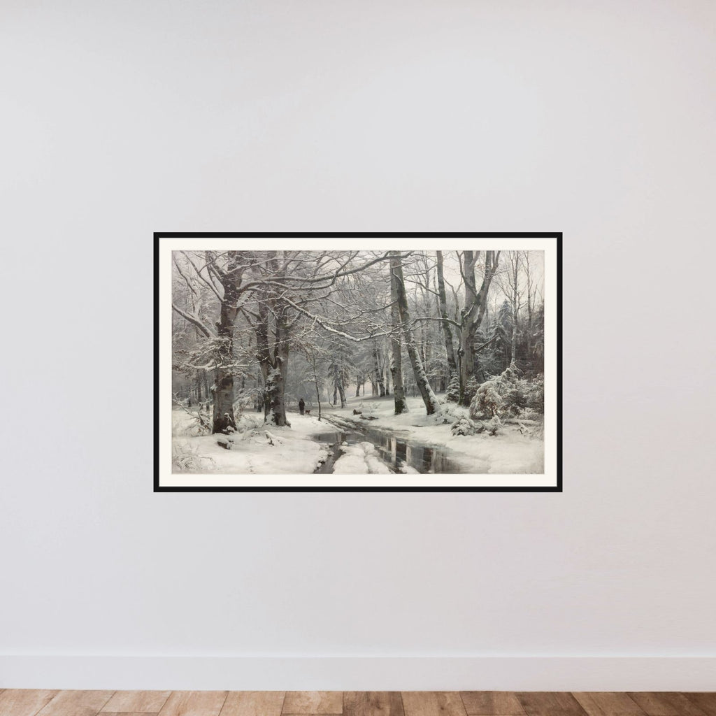 Tøvejr i en bøgeskov framed — shown to scale