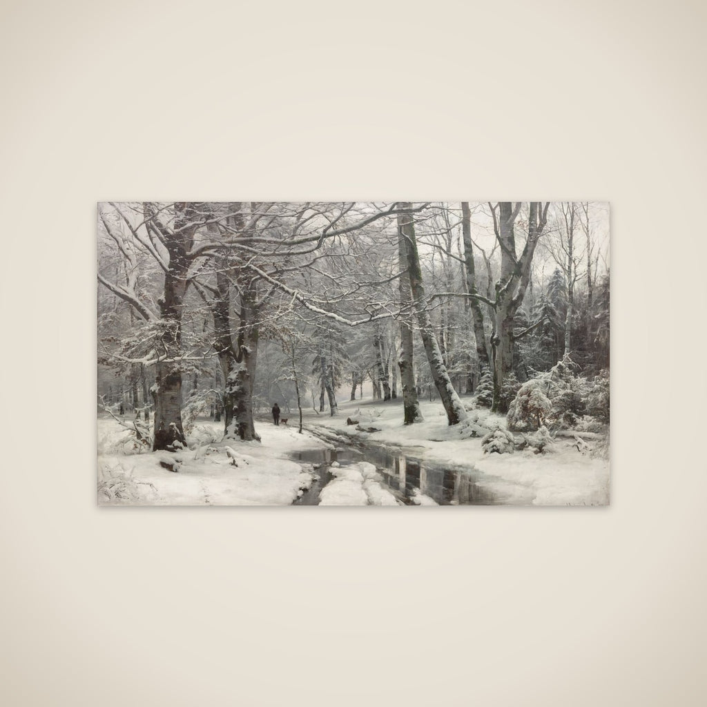 Tøvejr i en bøgeskov unframed print