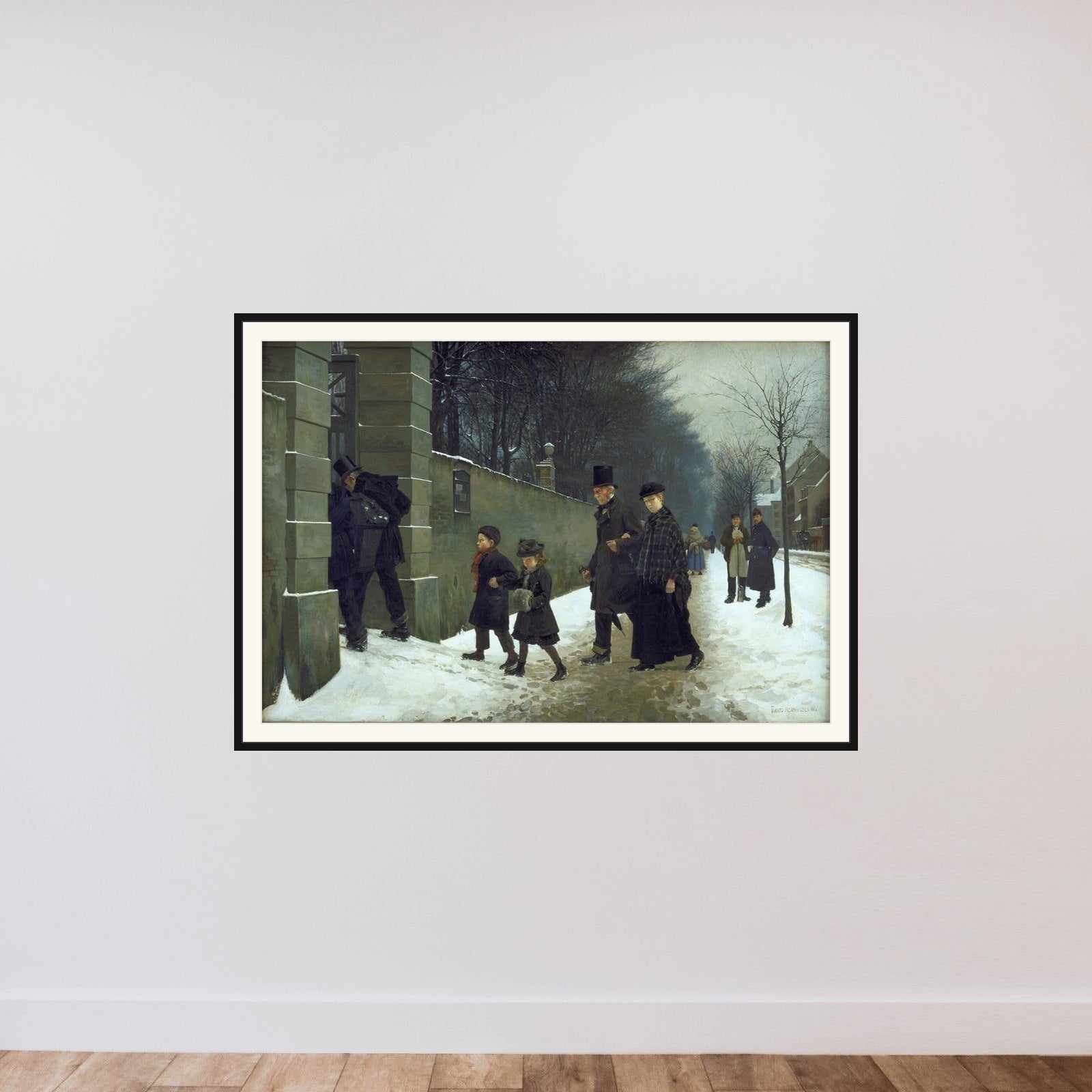 En begravelse framed — shown to scale