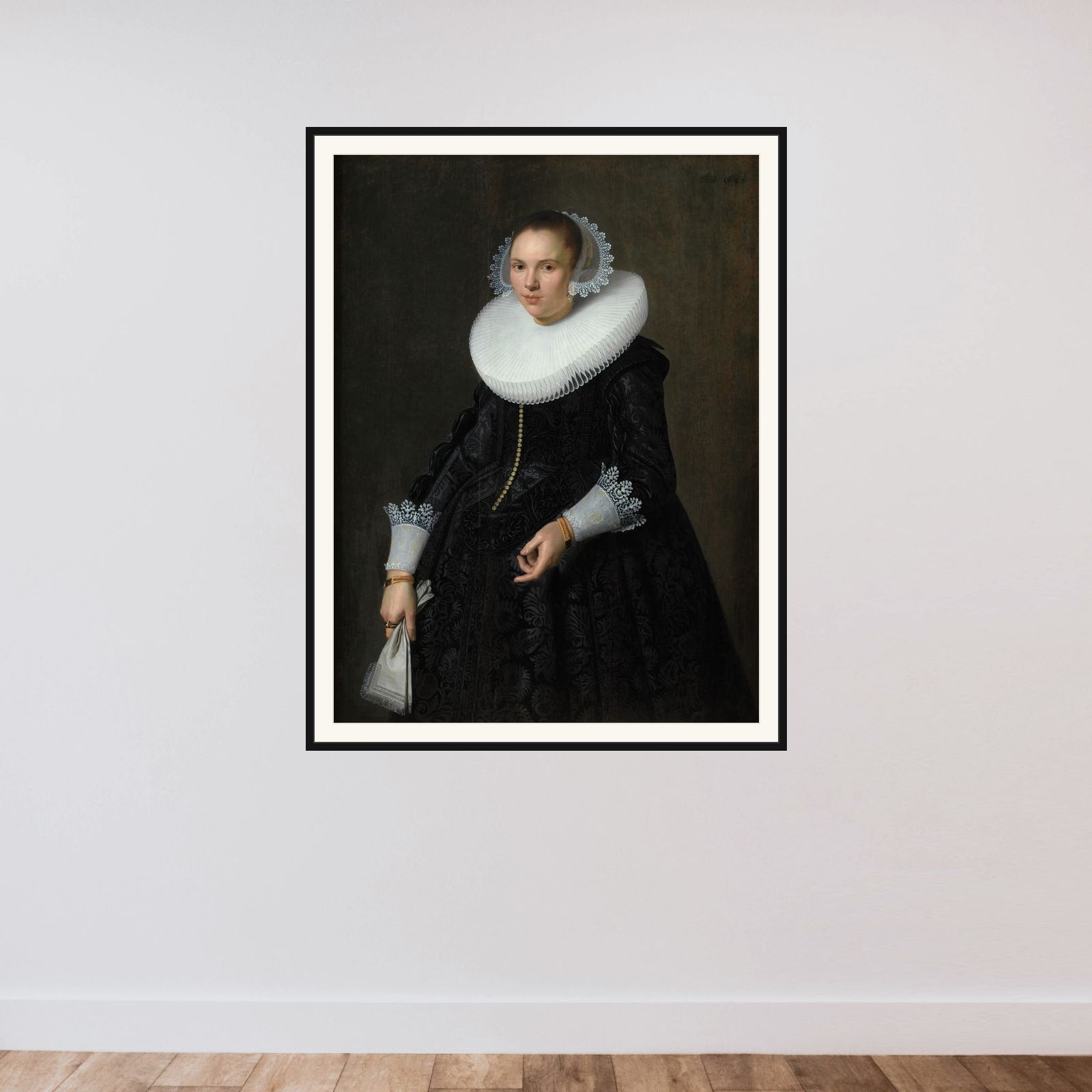 Dameportræt framed — shown to scale