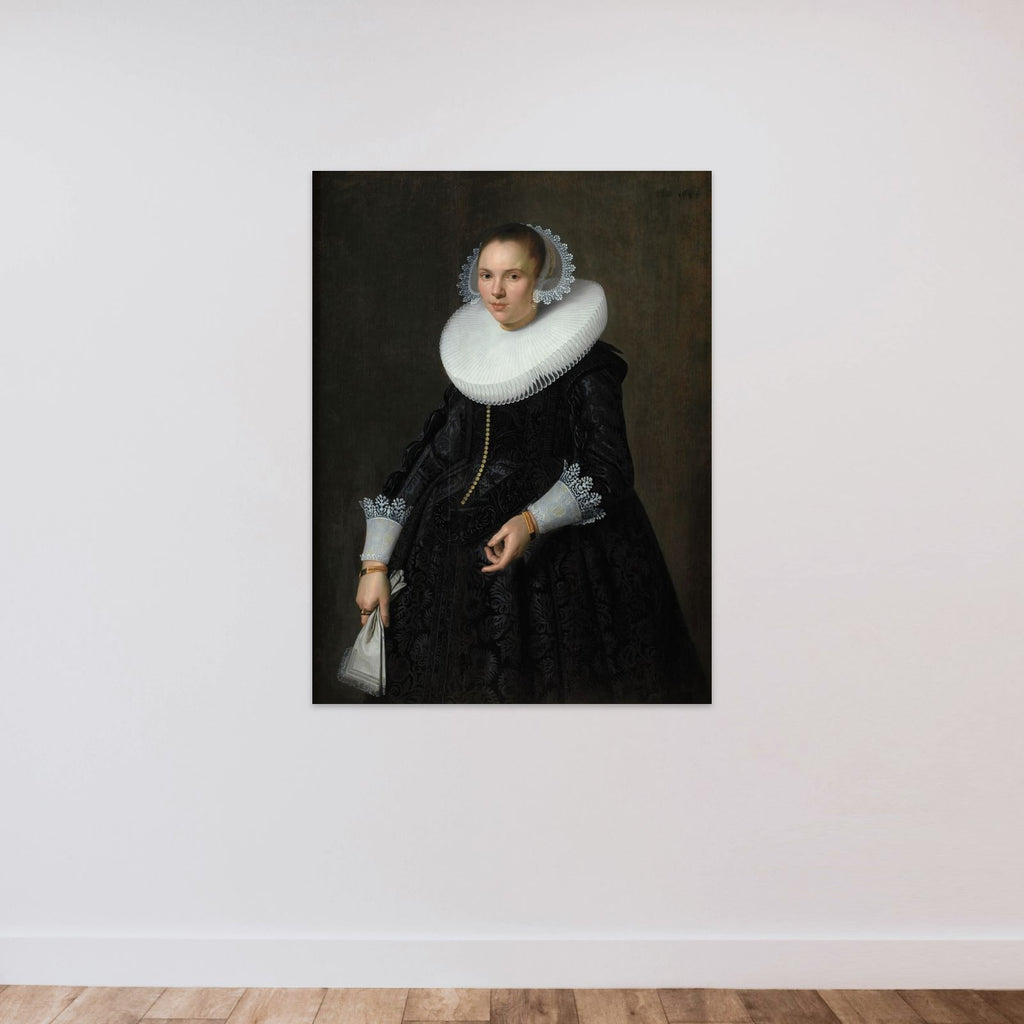 Dameportræt unframed — shown to scale
