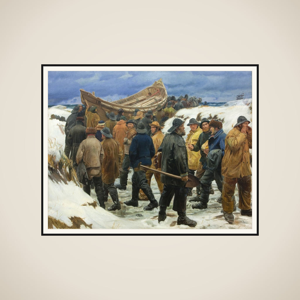 Redningsbåden køres gennem klitterne framed