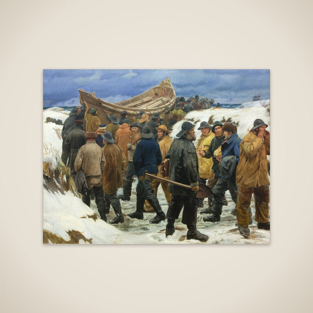 Redningsbåden køres gennem klitterne unframed print
