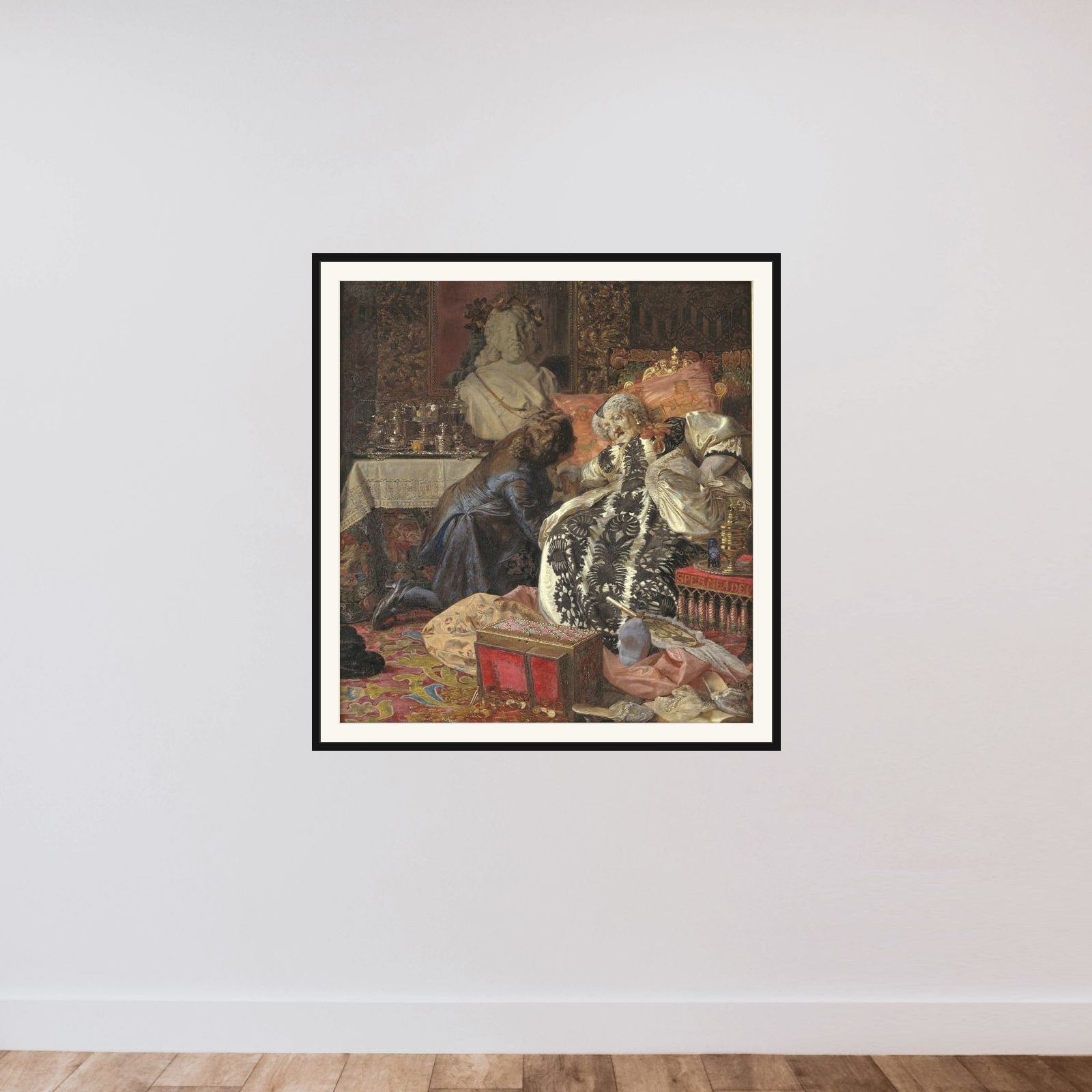 Dronning Sophie Amalies død framed — shown to scale