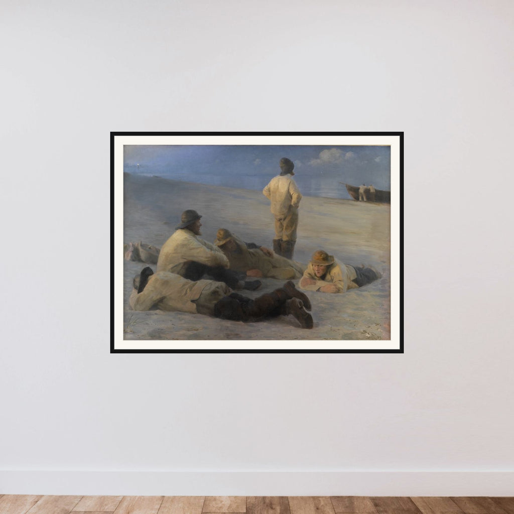 Fiskere på Skagens strand framed — shown to scale