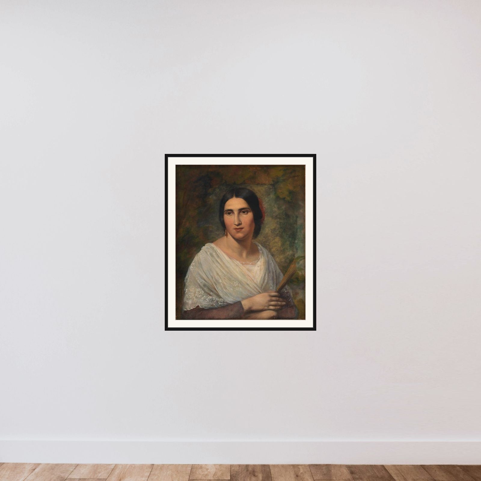 En romerinde framed — shown to scale