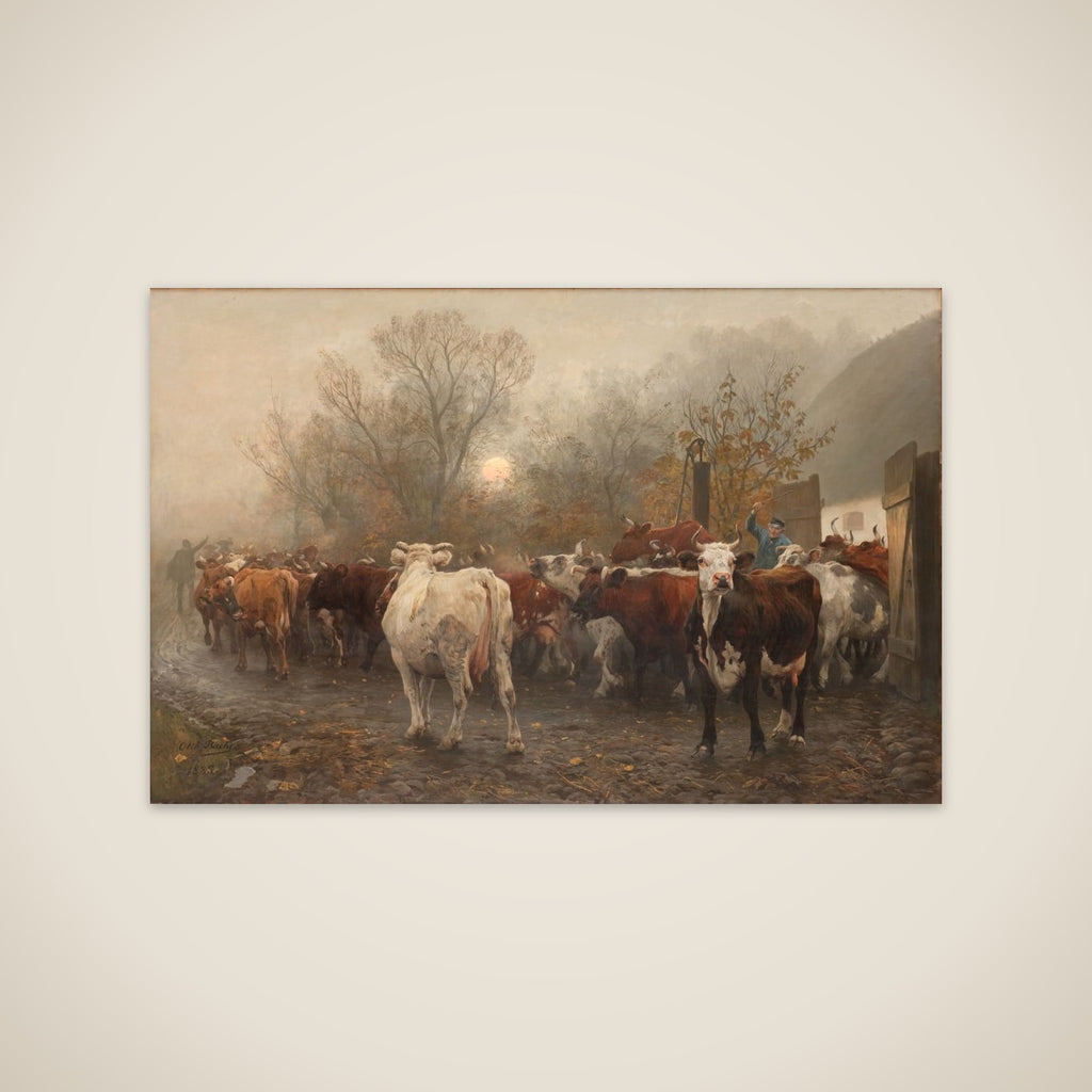 Køerne drives ud af stalden unframed print