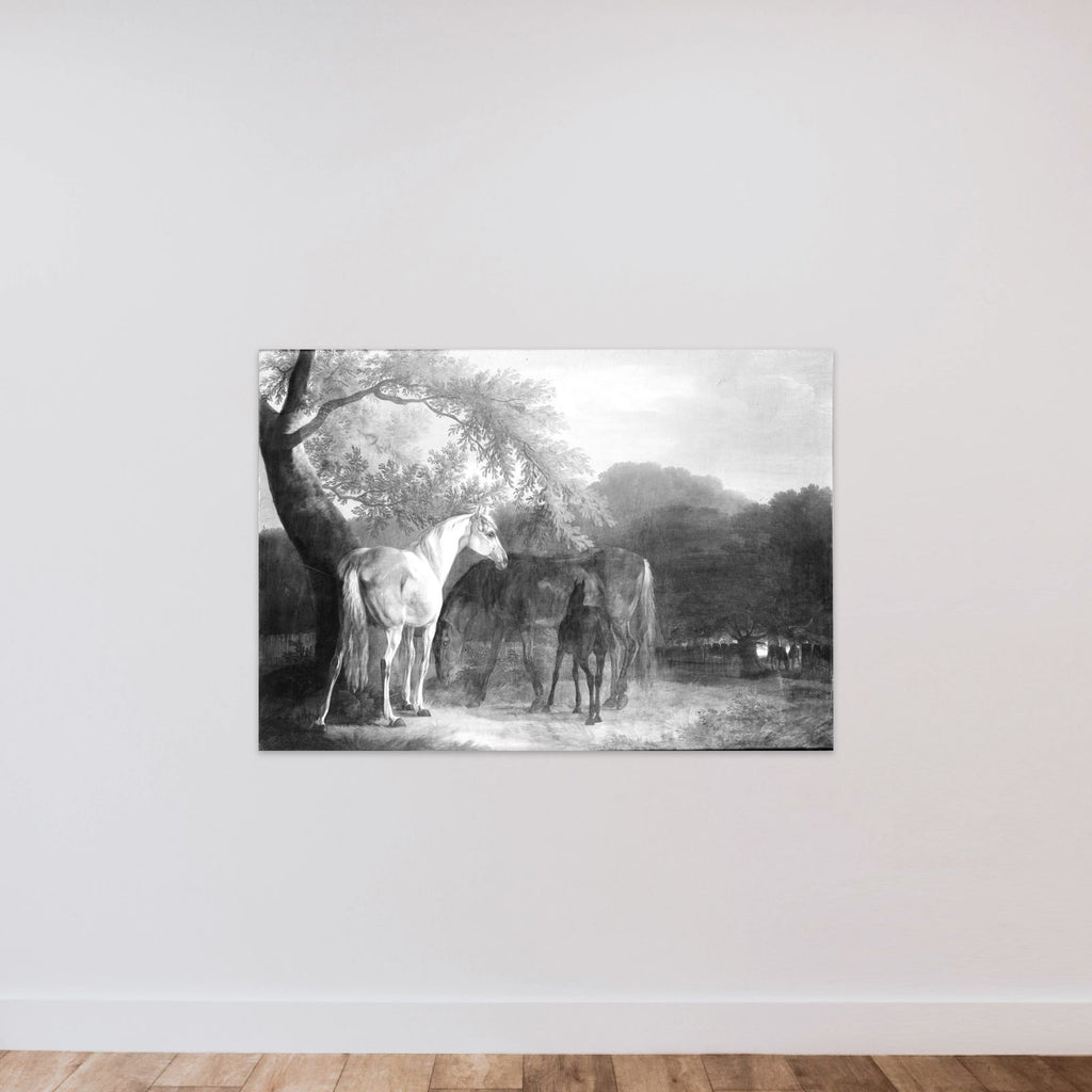 Heste i skovegn unframed — shown to scale