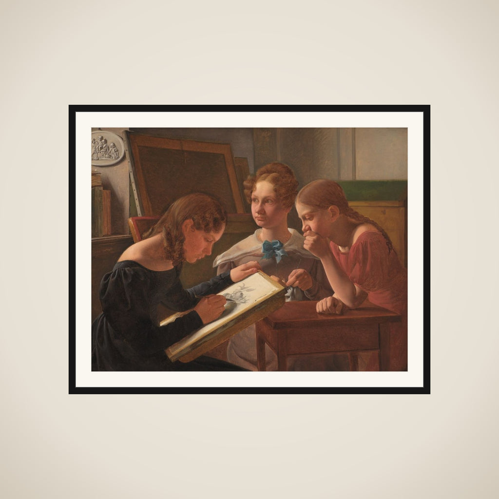 Tre unge piger. Kunstnerens søstre Alvilde, Ida, Henriette framed