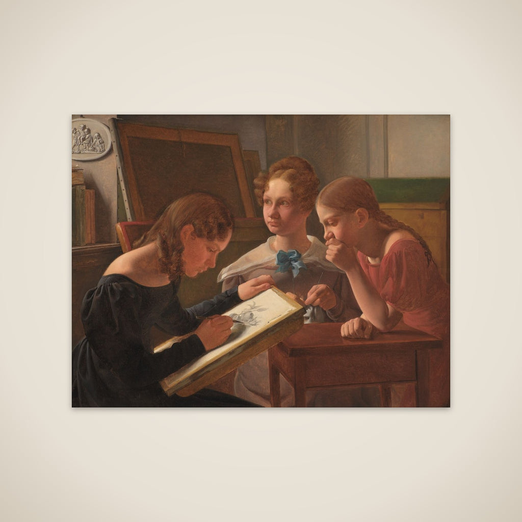 Tre unge piger. Kunstnerens søstre Alvilde, Ida, Henriette unframed print