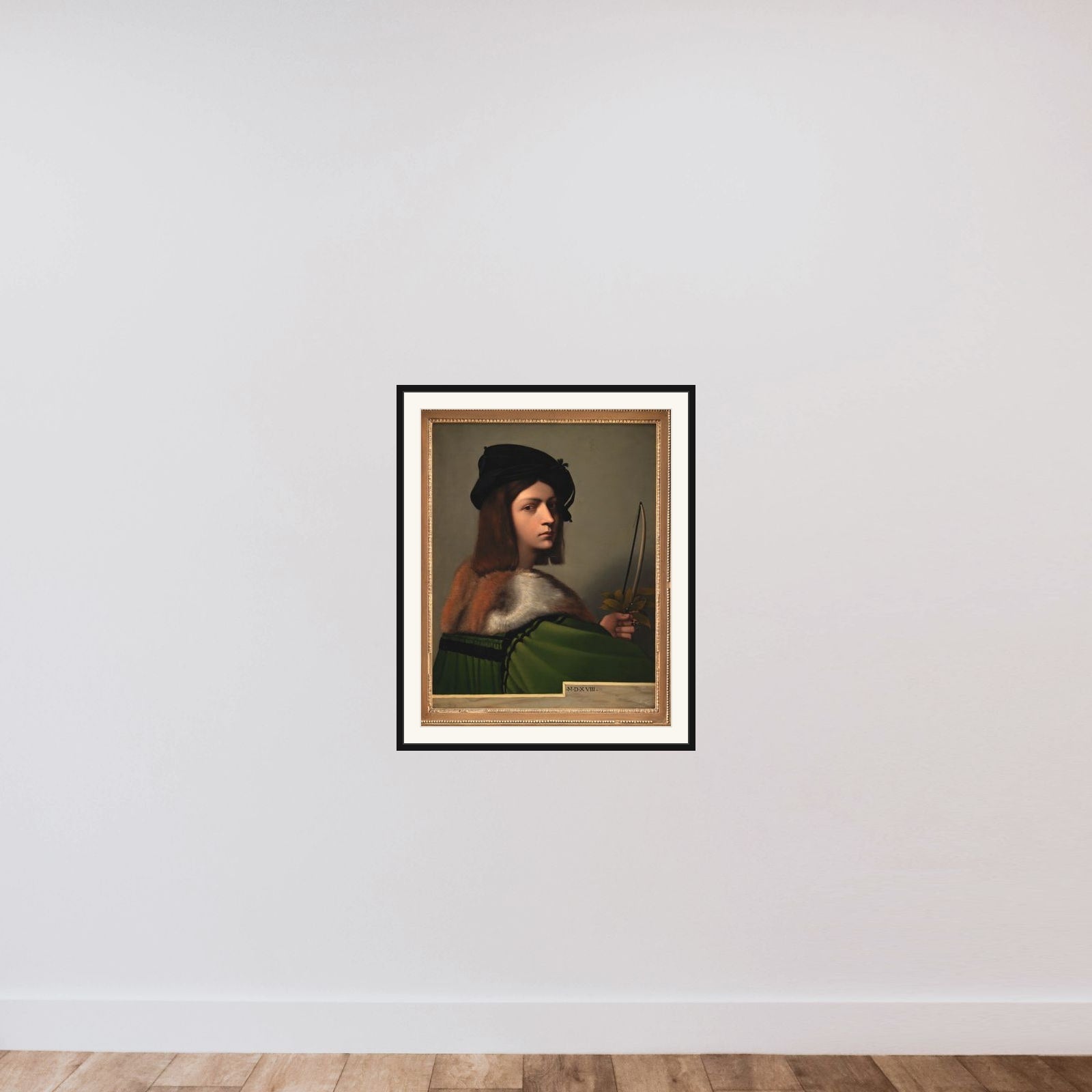 Violinspilleren framed — shown to scale