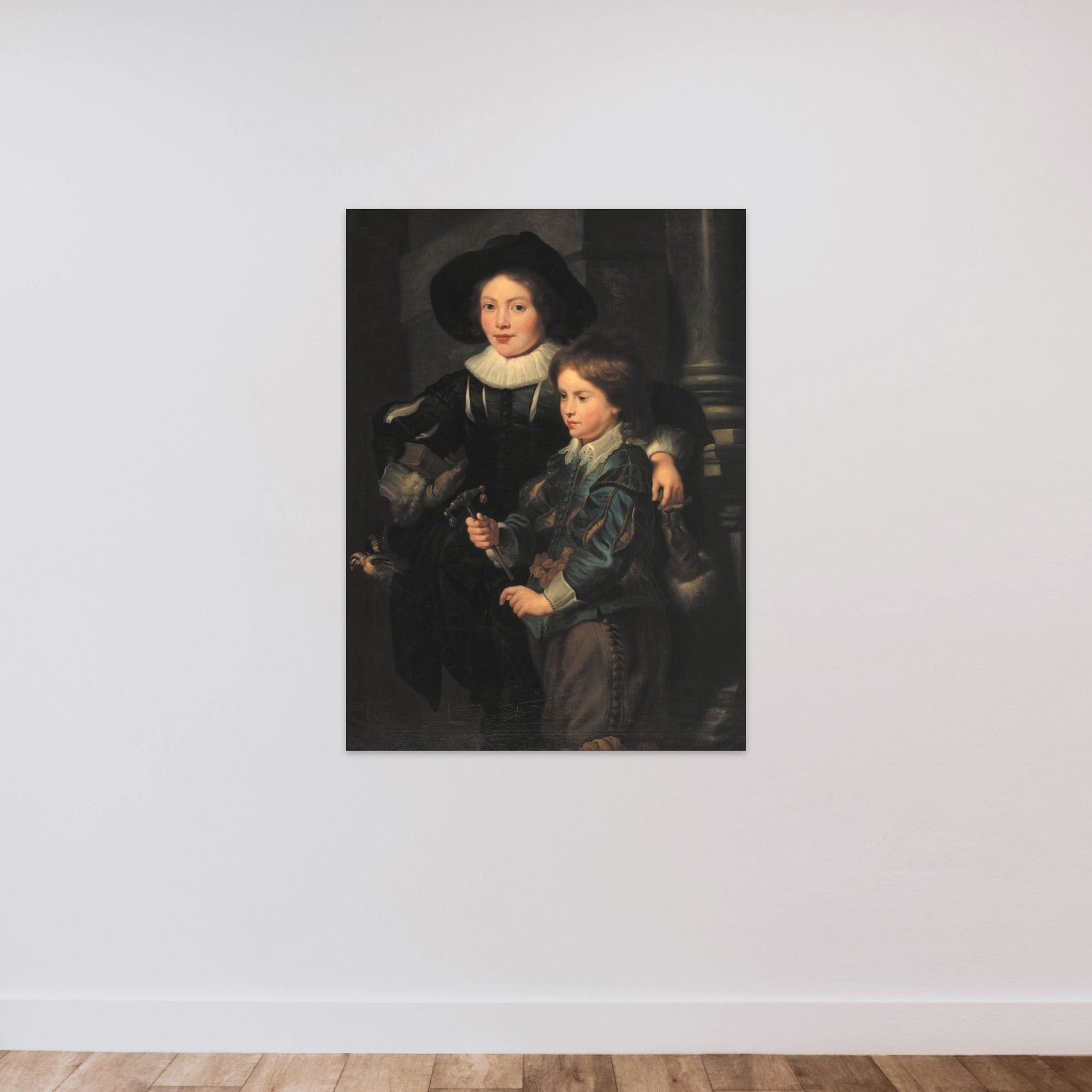 Rubens' sønner unframed — shown to scale