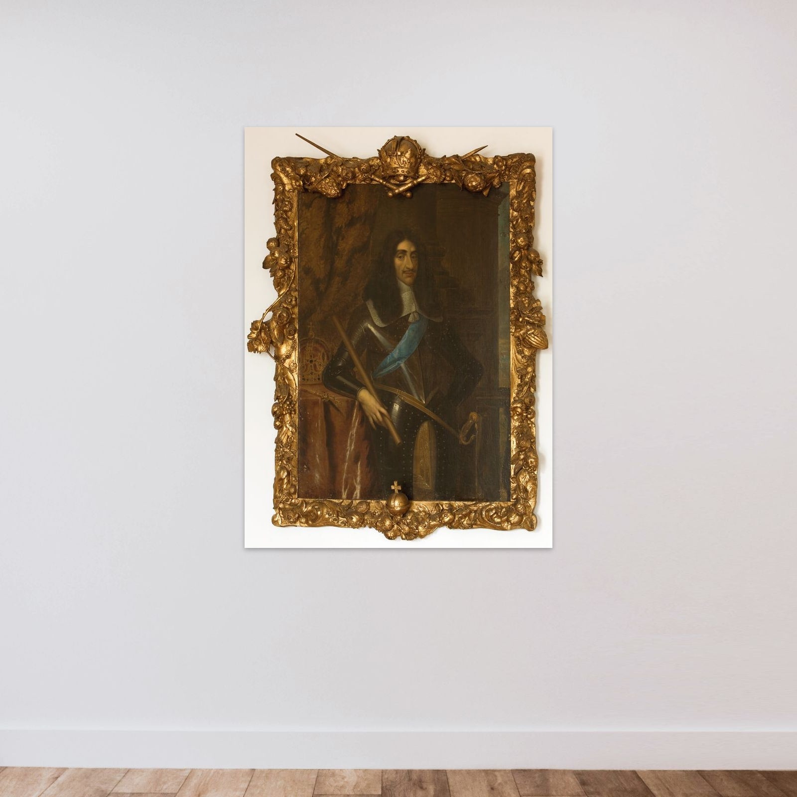 Kong Carl II af England unframed — shown to scale