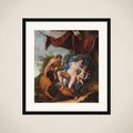 Sovende Venus med Cupido belures af satyrer framed