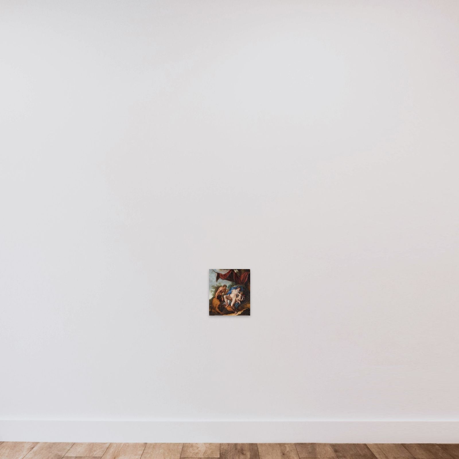 Sovende Venus med Cupido belures af satyrer unframed — shown to scale