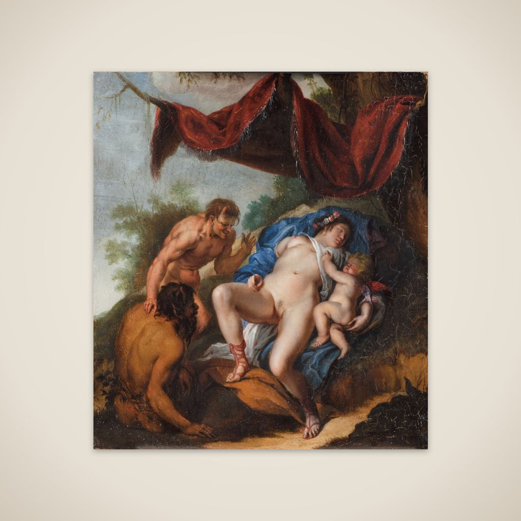 Sovende Venus med Cupido belures af satyrer unframed print