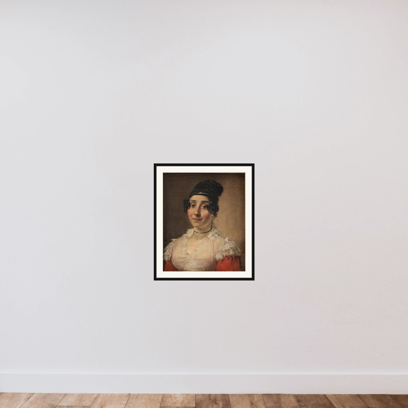 Portræt af fru Gumperd framed — shown to scale