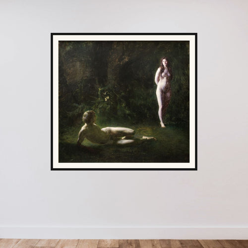 Adam og Eva framed — shown to scale