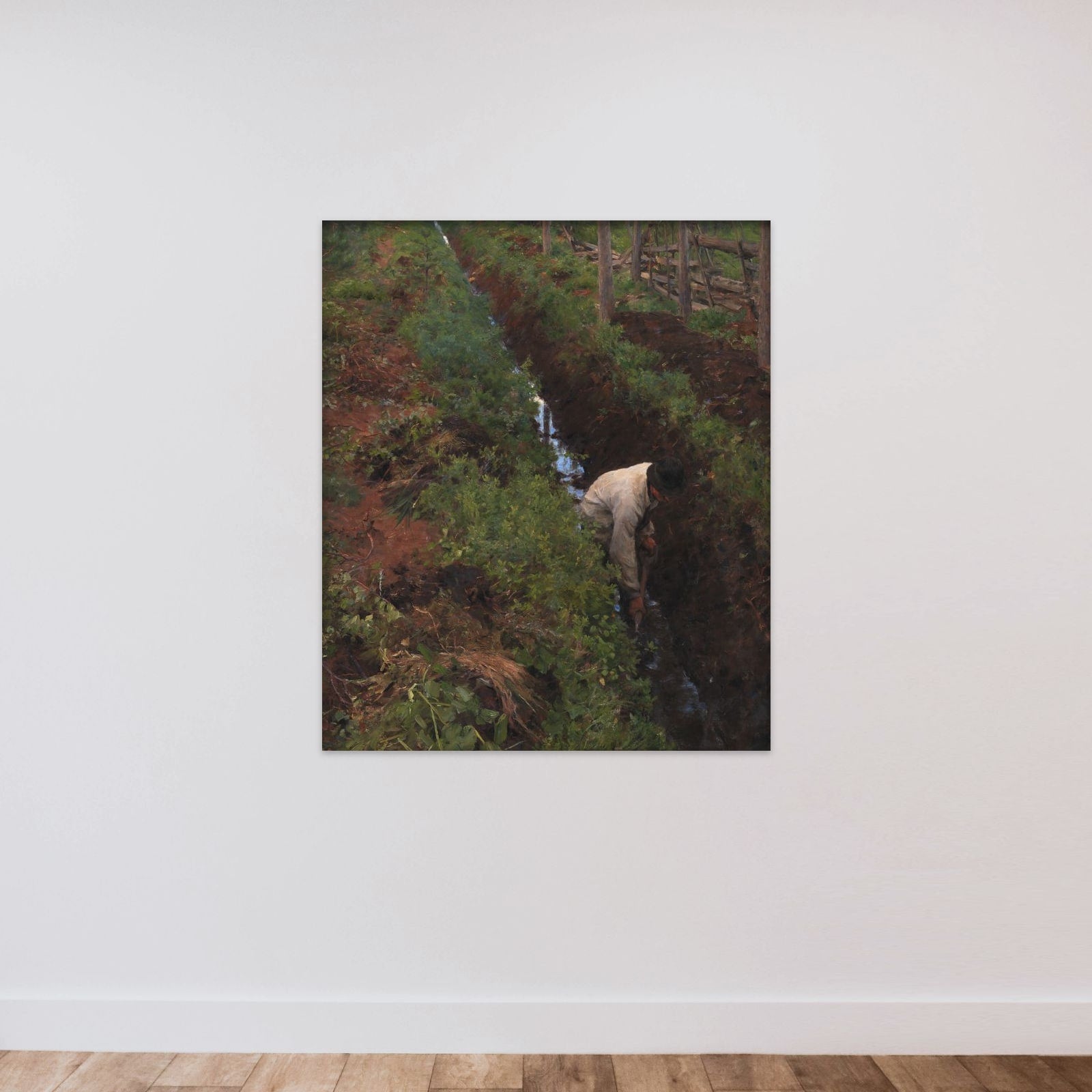 Oprensning af en grøft unframed — shown to scale