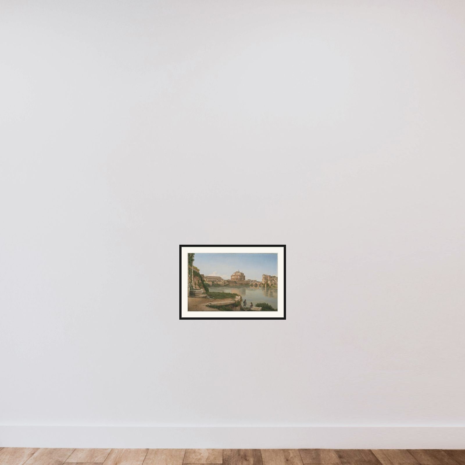 Udsigt over Tiberen fra Trastevere mod Engelsborg framed — shown to scale