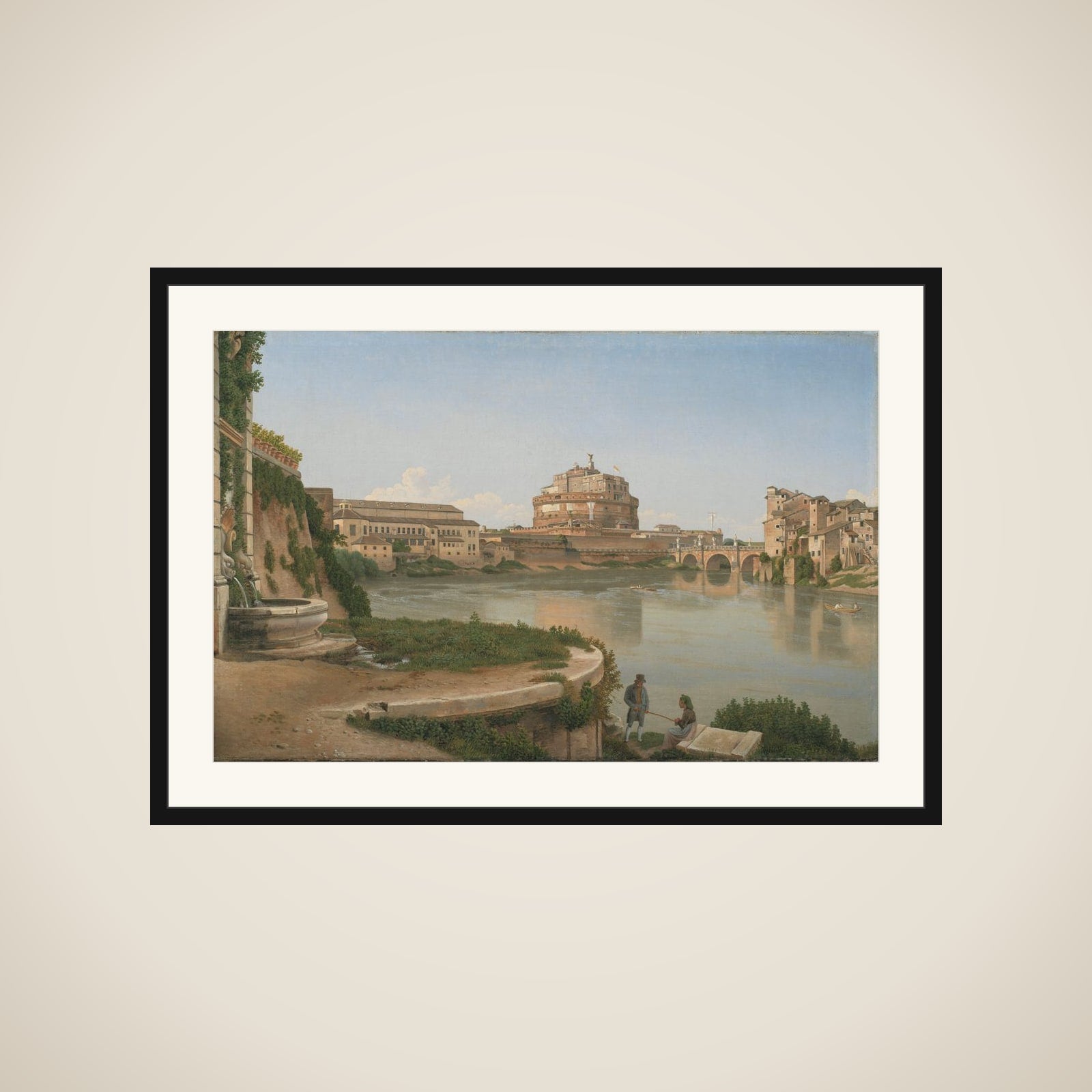 Udsigt over Tiberen fra Trastevere mod Engelsborg framed
