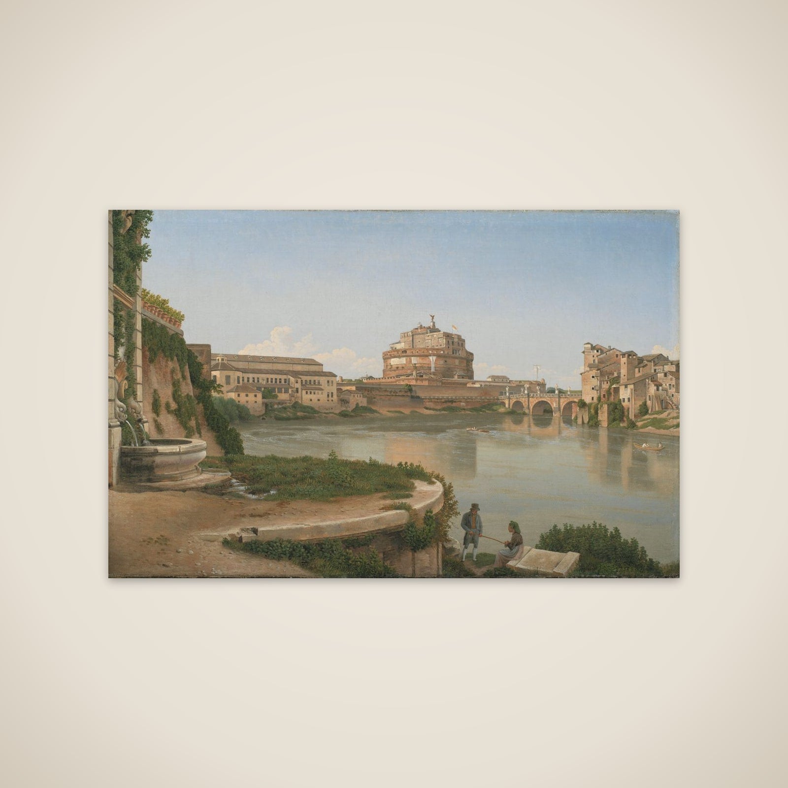 Udsigt over Tiberen fra Trastevere mod Engelsborg unframed print