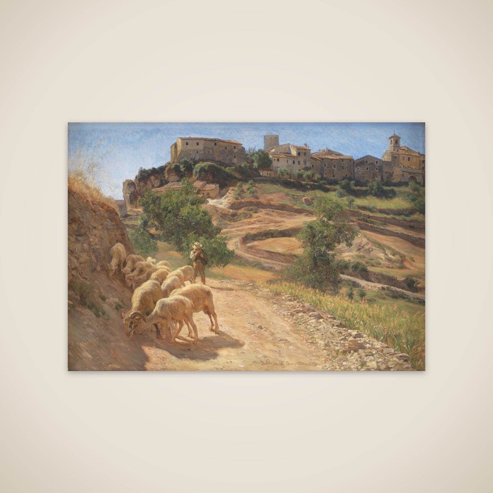 En hyrdedreng med sine får ved Cività d'Antino unframed print