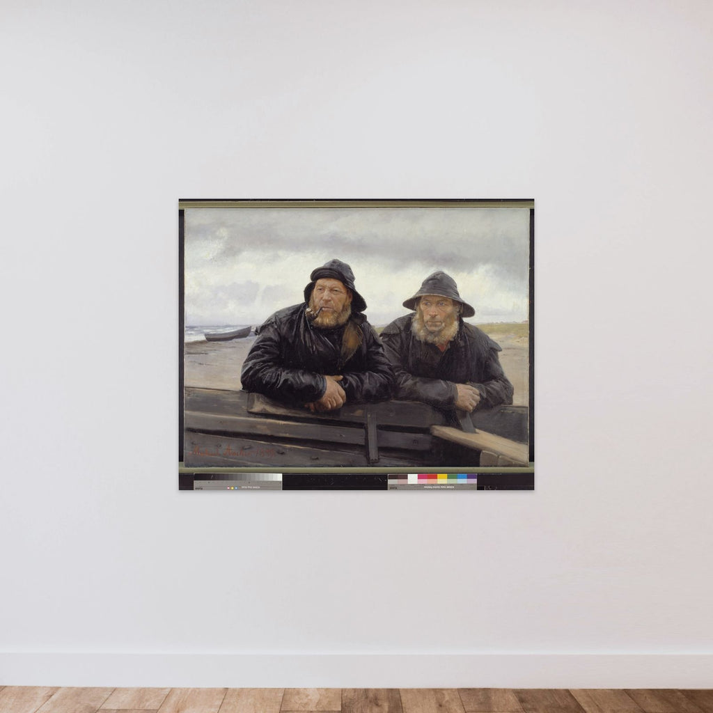 To fiskere ved en båd unframed — shown to scale