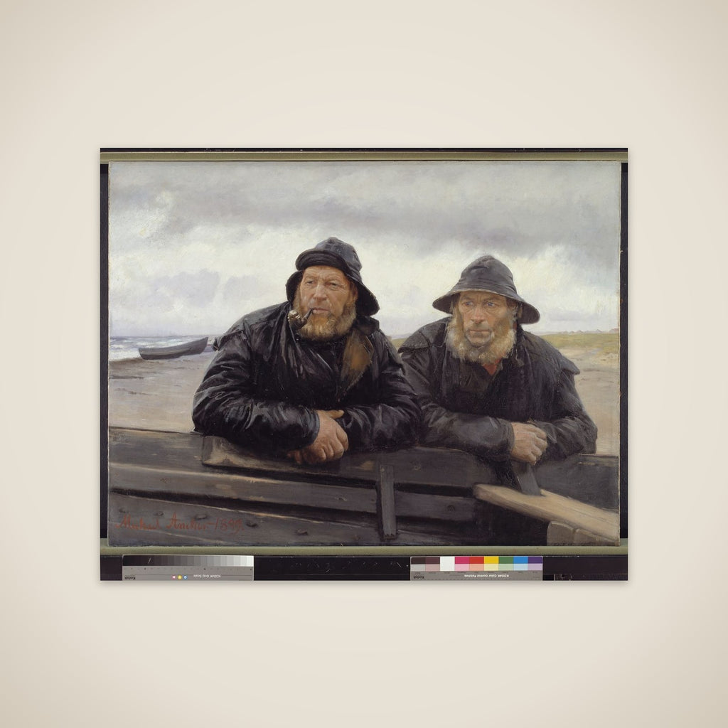 To fiskere ved en båd unframed print
