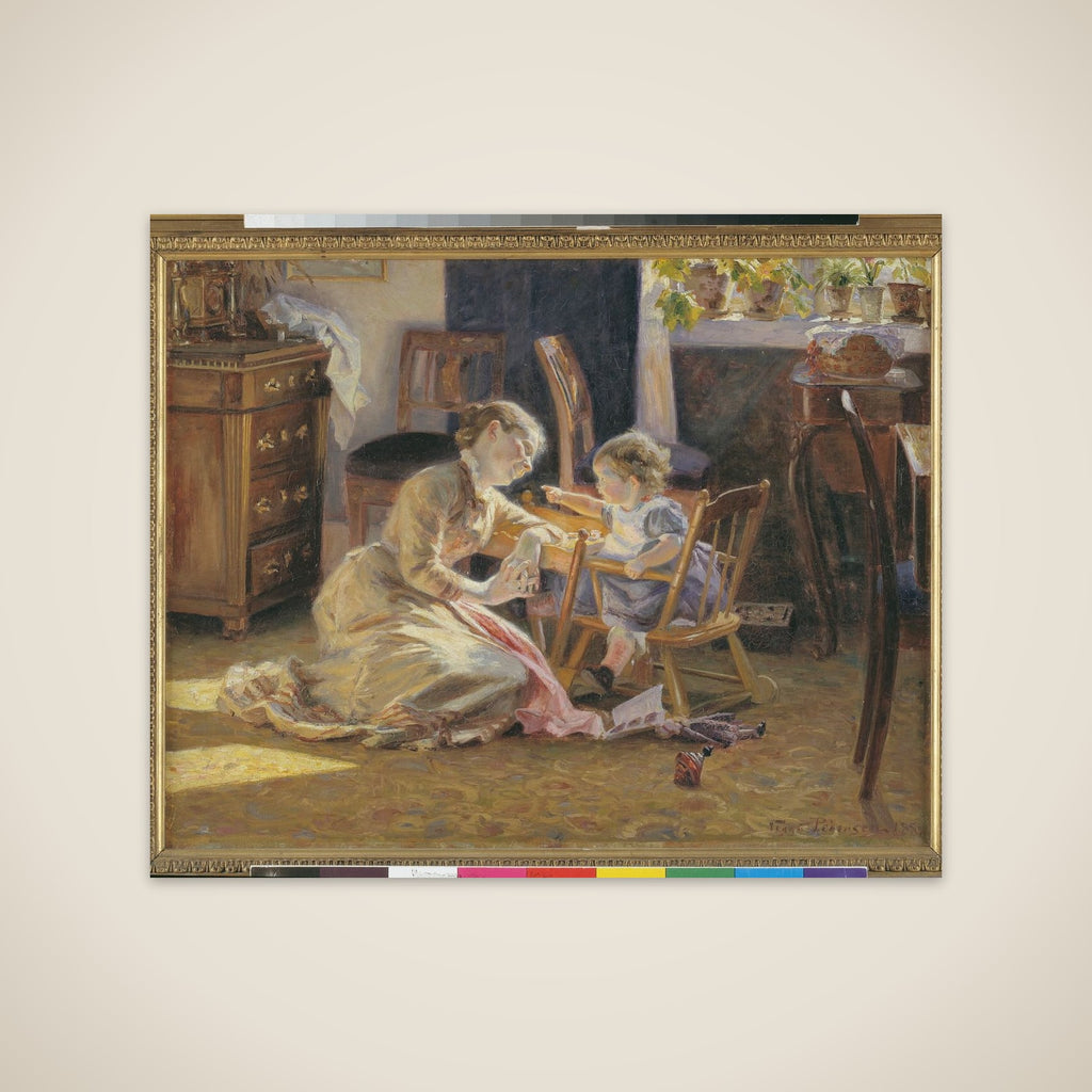 Solskin i dagligstuen. Kunstnerens hustru og barn unframed print